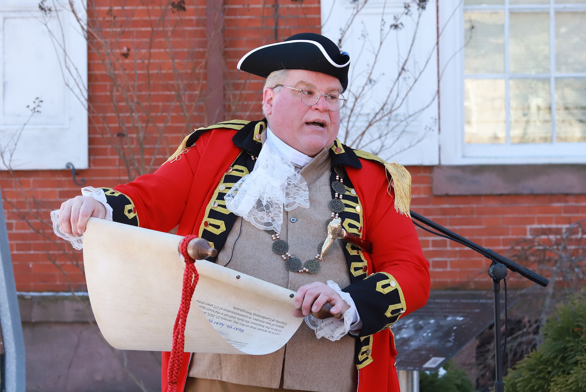 Photo of Cumberland County Town Crier Jim Griffith at 275th birthday celebration